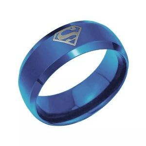Men’s Stainless Steel Superman Blue Band Ring